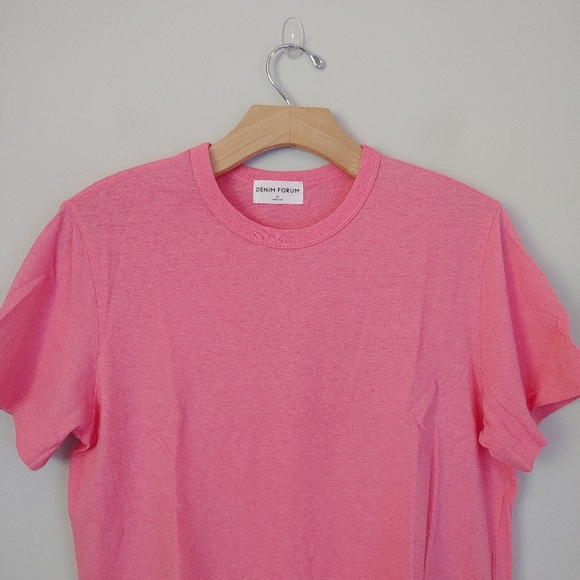 Denim Forum Aritzia The Vintage Crop Tee Short Sleeve Top Size Medium Candy Drop - Picture 9 of 16